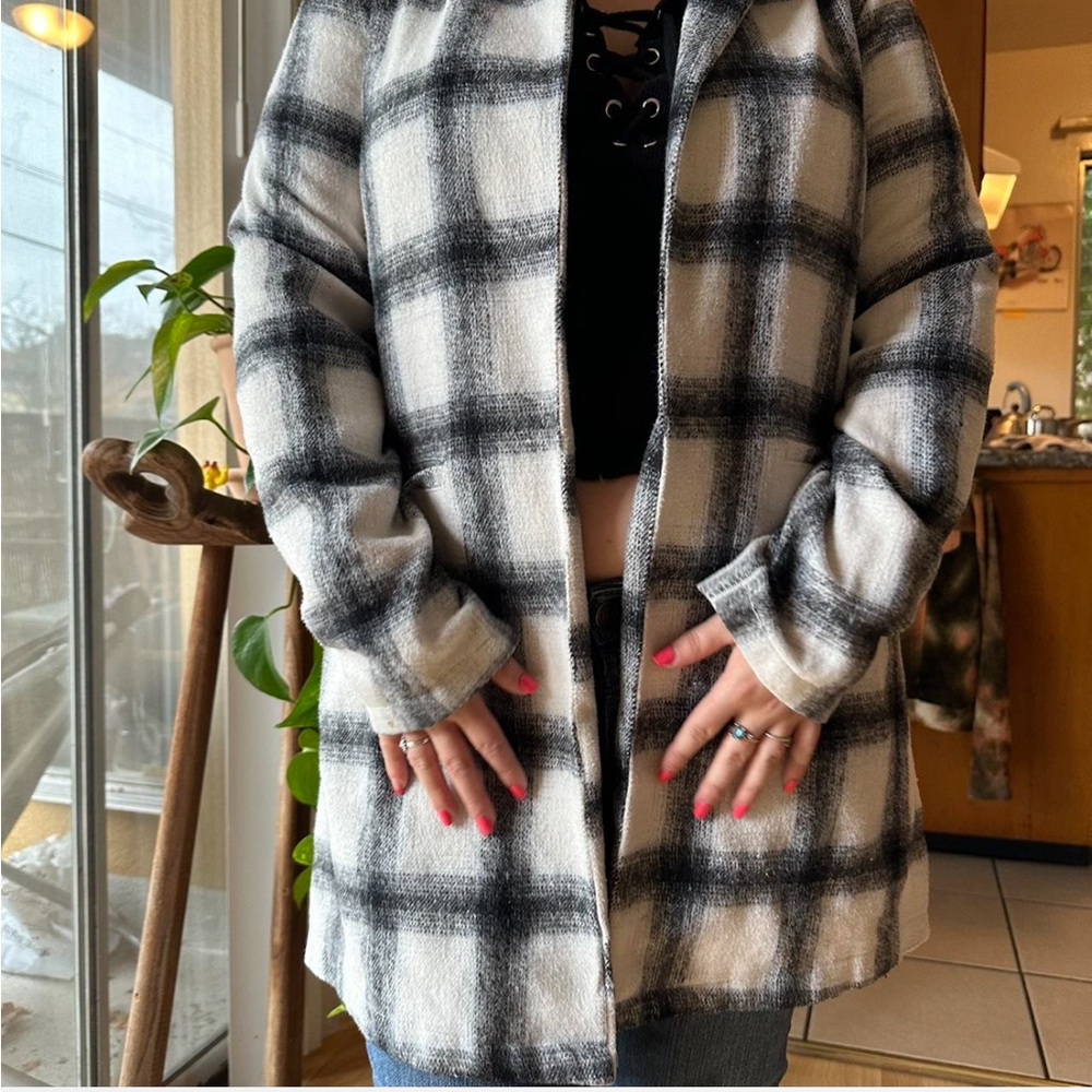 long mid length plaid coat